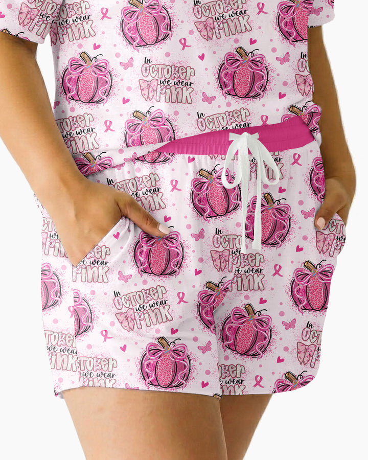 We Wear Pink Pumpkin Mommy & Me Matching Bamboo Women Short Sleeve Short Pajama Set