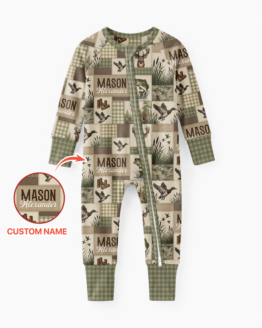 Personalized Hunting Patchwork Bamboo Convertible Zippy