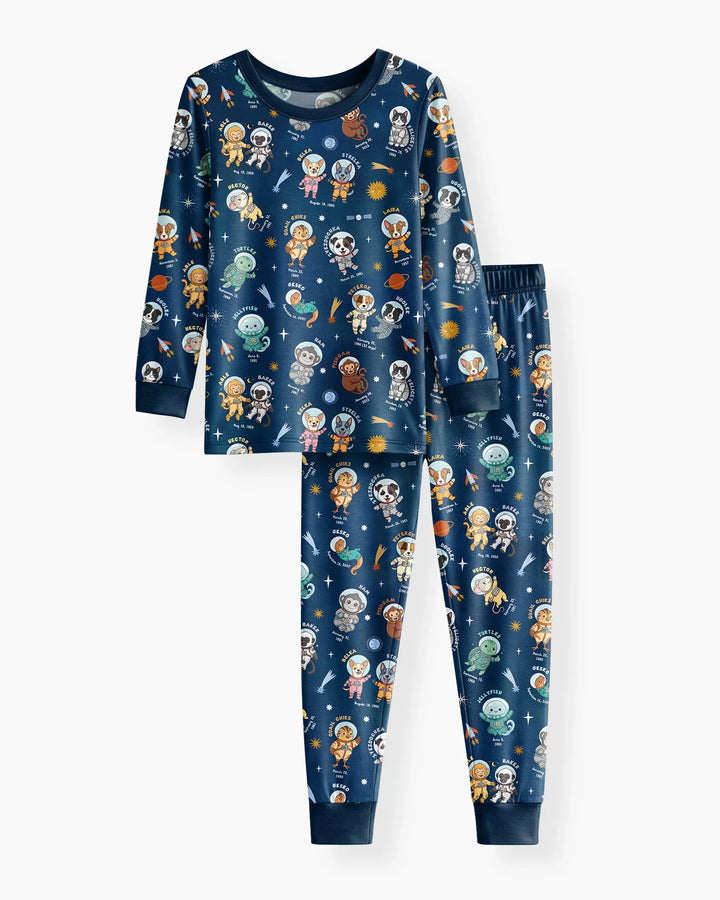 Animal Astronauts Bamboo Two Piece Long Sleeve Pajama Set