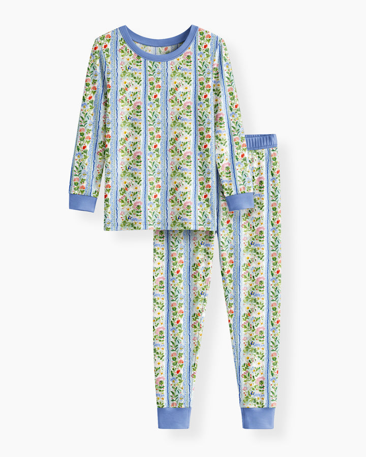 Paste Floral Girl Bamboo Two Piece Long Sleeve Pajama Set