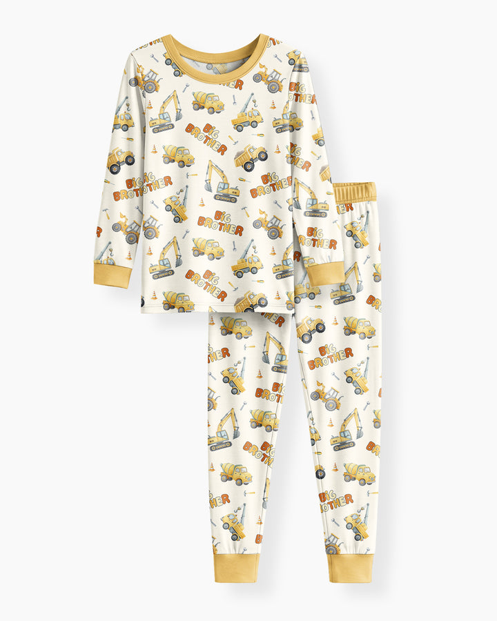 Custom Construction Matching Sibling Bamboo Two Piece Long Sleeve Pajama Set