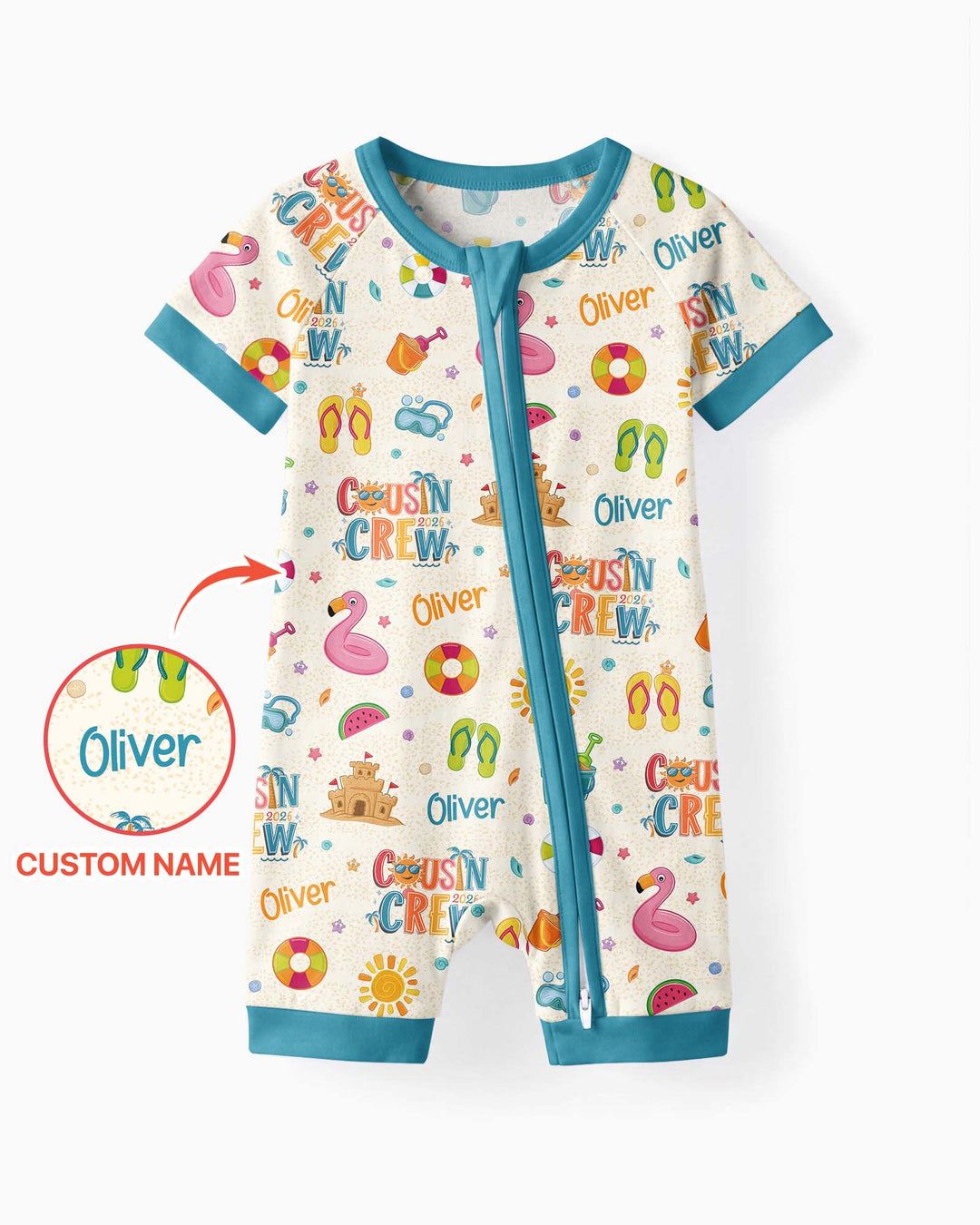 Custom Name Summer 2026 Cousin Crew Bamboo Shorty Zippy