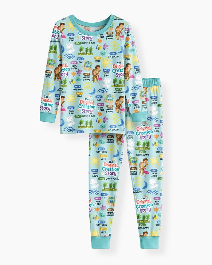 The Seven Days Of Creation Story Bamboo Two Piece Long Sleeve Pajama Set