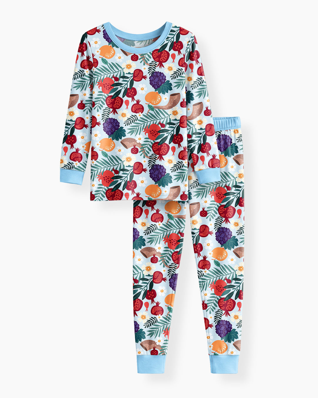 Pomegranate Blessings Night Family Matching Bamboo Two Piece Long Sleeve Pajama Set
