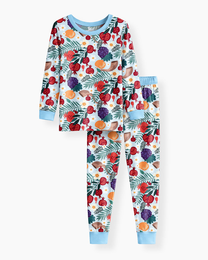 Pomegranate Blessings Night Family Matching Bamboo Two Piece Long Sleeve Pajama Set