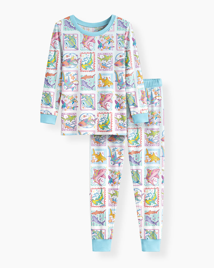 Shark Tropical Bamboo Two Piece Long Sleeve Pajama Set