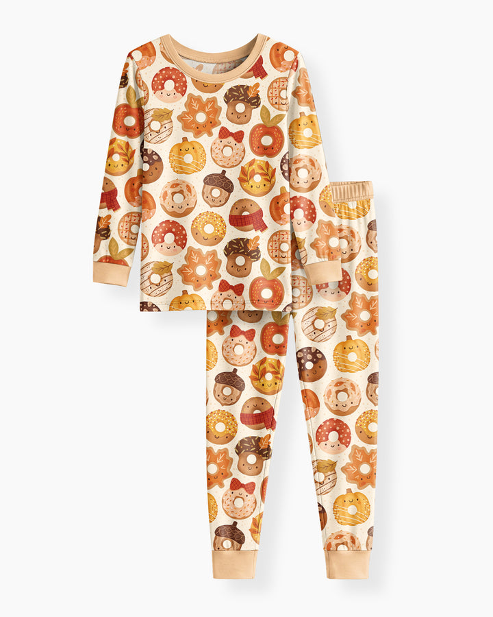 Cute Autumn Donut Bamboo Two Piece Long Sleeve Pajama Set