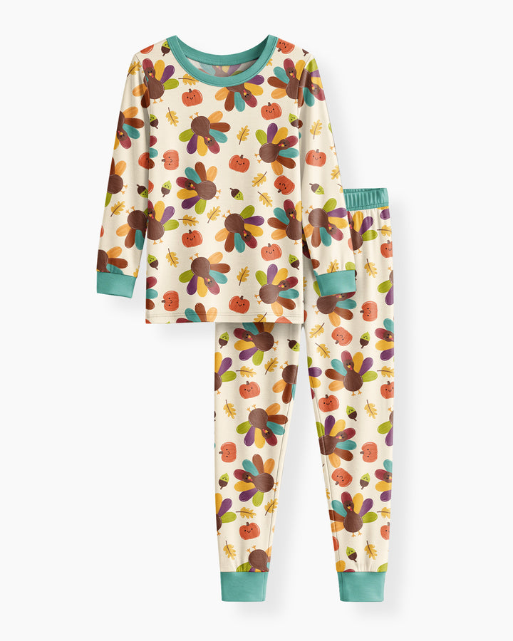 Thankful Turkey Days Bamboo Two Piece Long Sleeve Pajama Set