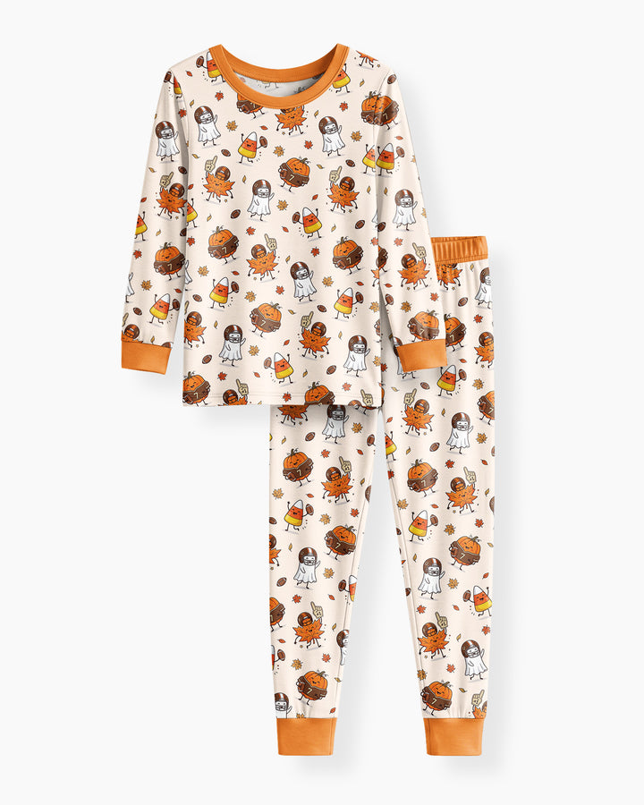 Fall Day Football Bamboo Two Piece Long Sleeve Pajama Set