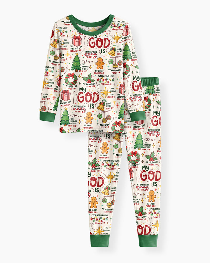 Christmas My God Is Bamboo Two Piece Long Sleeve Pajama Set