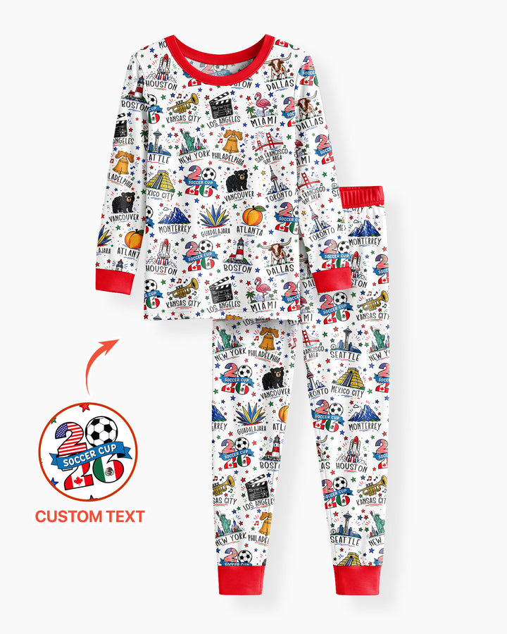 2026 Soccer Cup Host Citties Bamboo Two Piece Long Sleeve Pajama Set