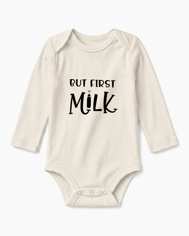But First Milk Funny Baby Bamboo Bodysuit
