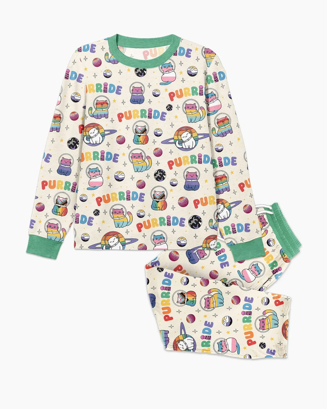 Rainbow Space Cats Family Matching Bamboo Men's Pajama Set