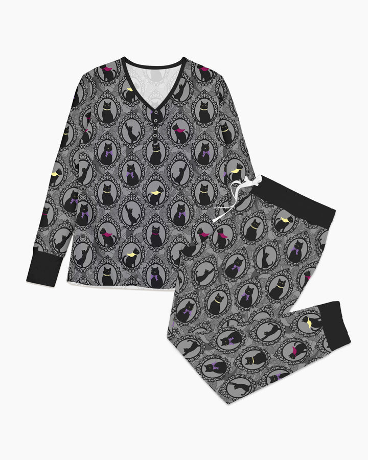 Midnight Cat Parade Bamboo Women Pajama Set
