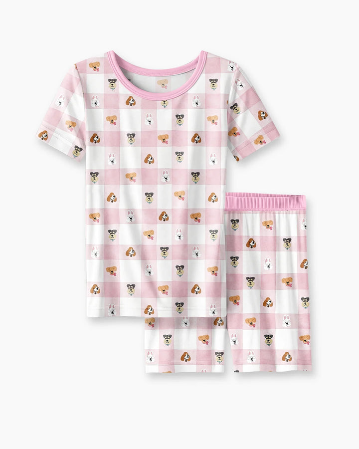 Plaid Pals Family Matching Bamboo Two Piece Short Sleeve Shorts Pajama Set
