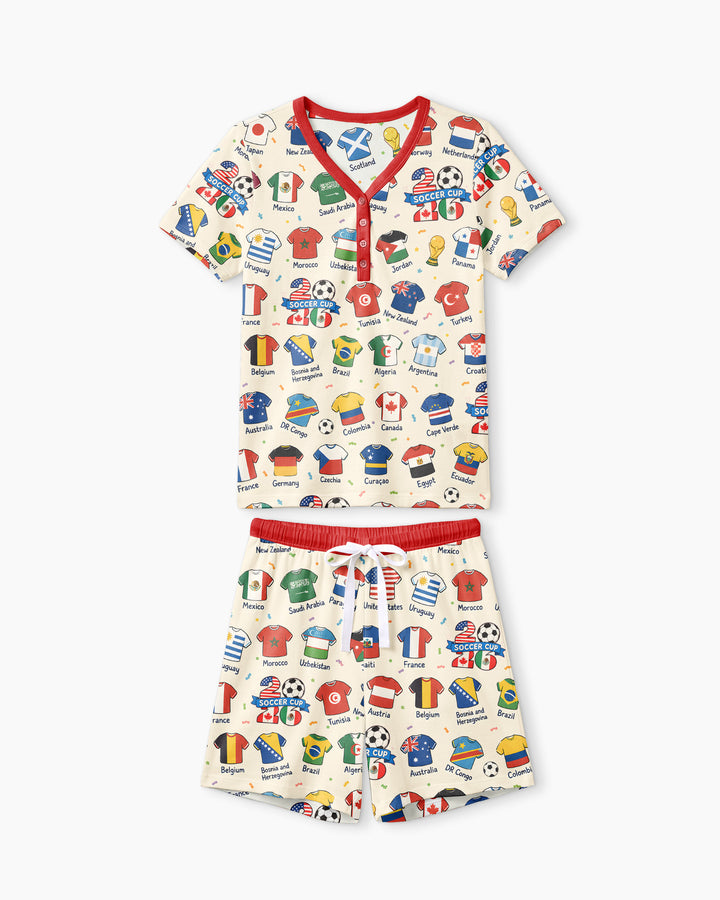 2026 Soccer World Jersey Flag Family Matching Bamboo Women Short Sleeve Short Pajama Set (Copy)