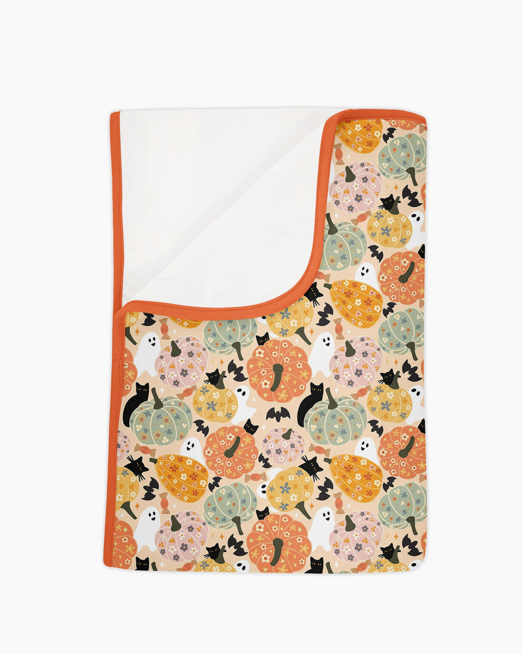 Floral Pumpkin Ghost Halloween Bamboo Blanket