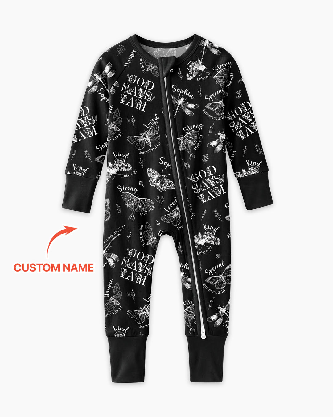 Custom Name God Says I Am Midnight Wings Bamboo Convertible Zippy