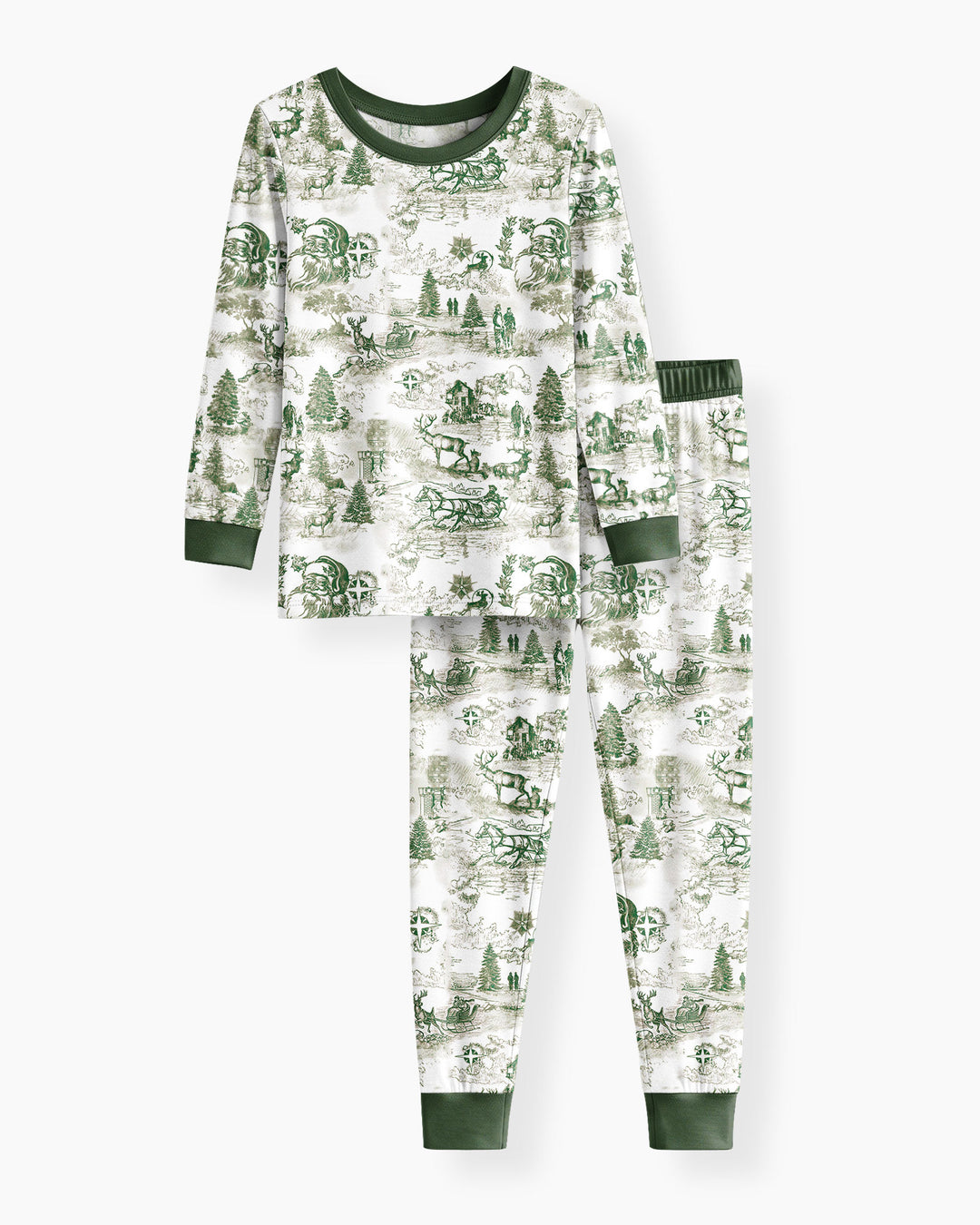 Merry Christmas Toile  Bamboo Two Piece Long Sleeve Pajama Set