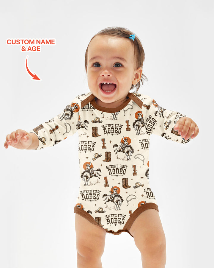 Custom Name Birthday Rodeo Bamboo Bodysuit