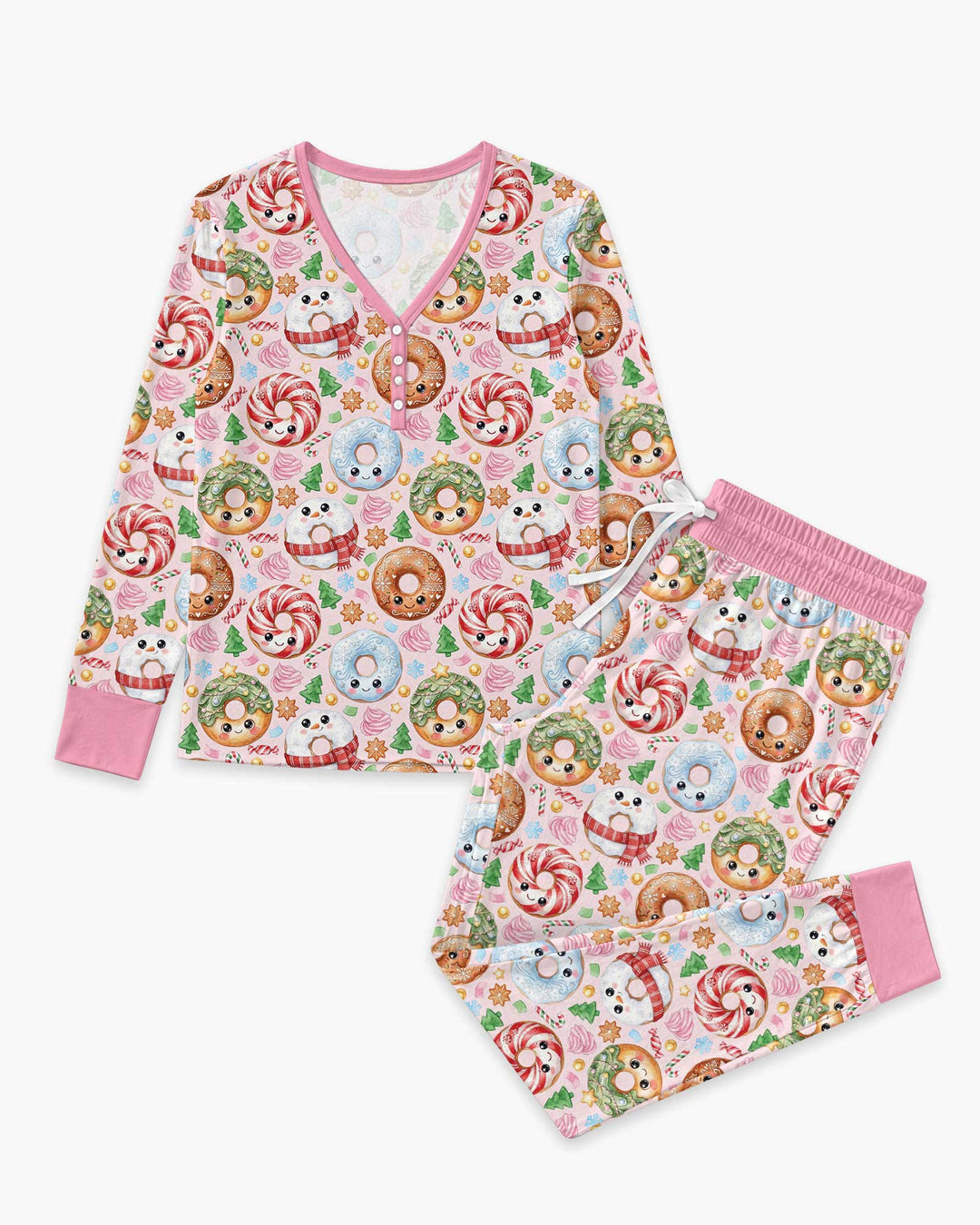 Kawaii Christmas Donuts Bamboo Women Pajama Set