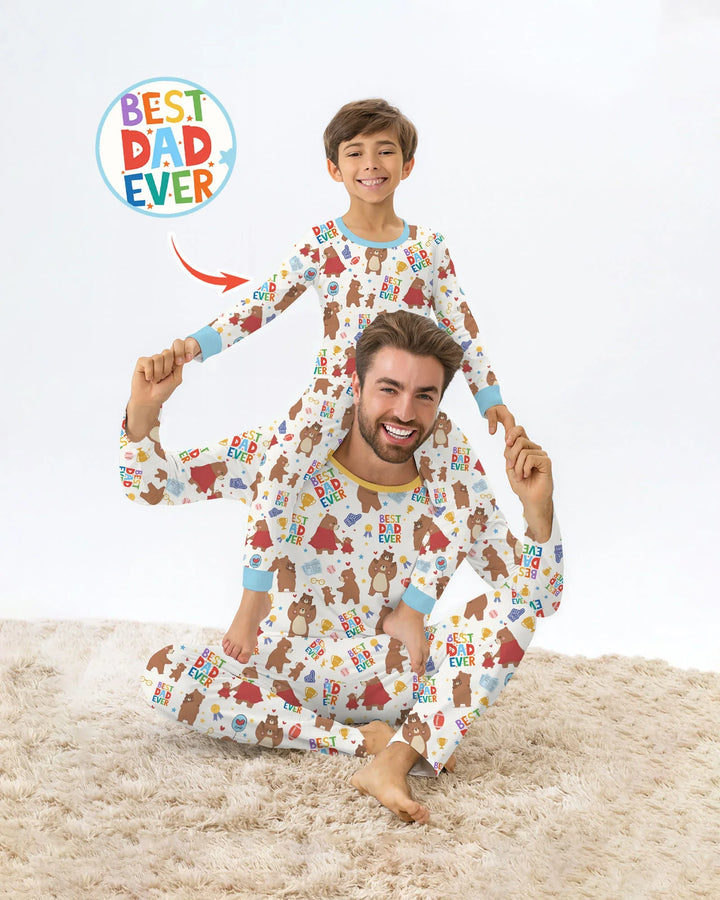 Best Daddy Bear Ever Family Matching Bamboo Two Piece Long Sleeve Pajama Set