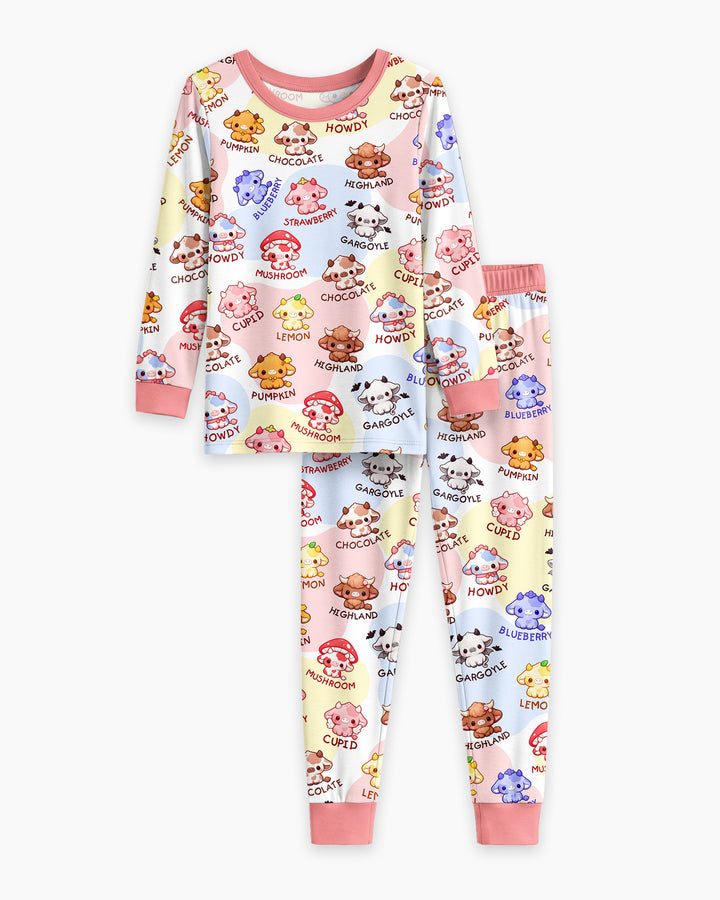 Kawaii Cow Bamboo Two Piece Long Sleeve Pajama Set