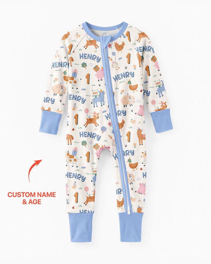 Personalized Farm Animals Birthday Bamboo Convertible Zippy