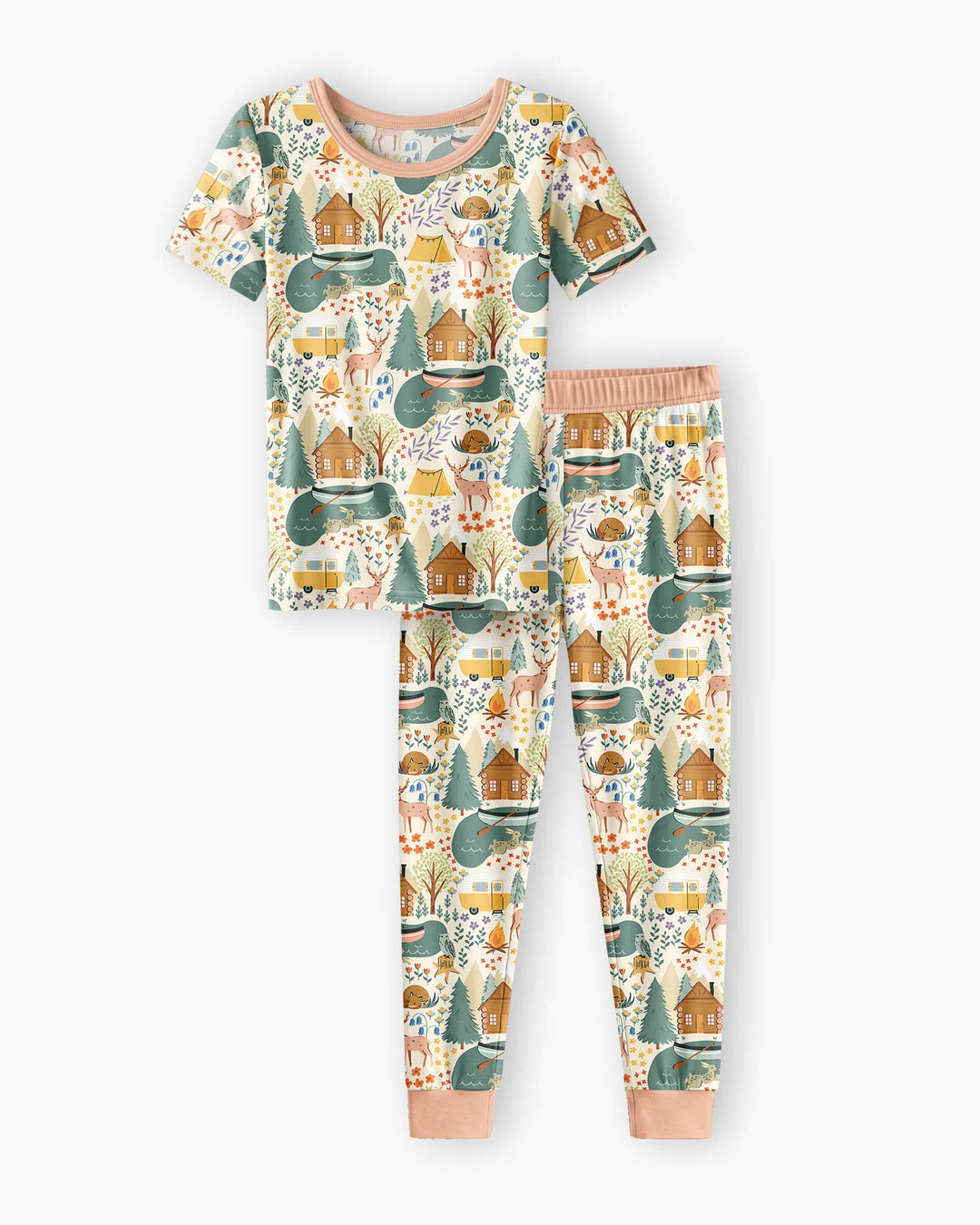 Conjunto de pijama de dos piezas de manga corta de bambú