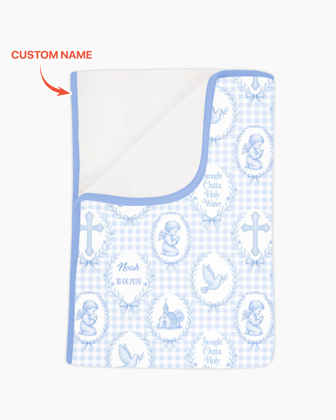 Custom Name Baptism Straight Outta Holy Water Bamboo Blanket