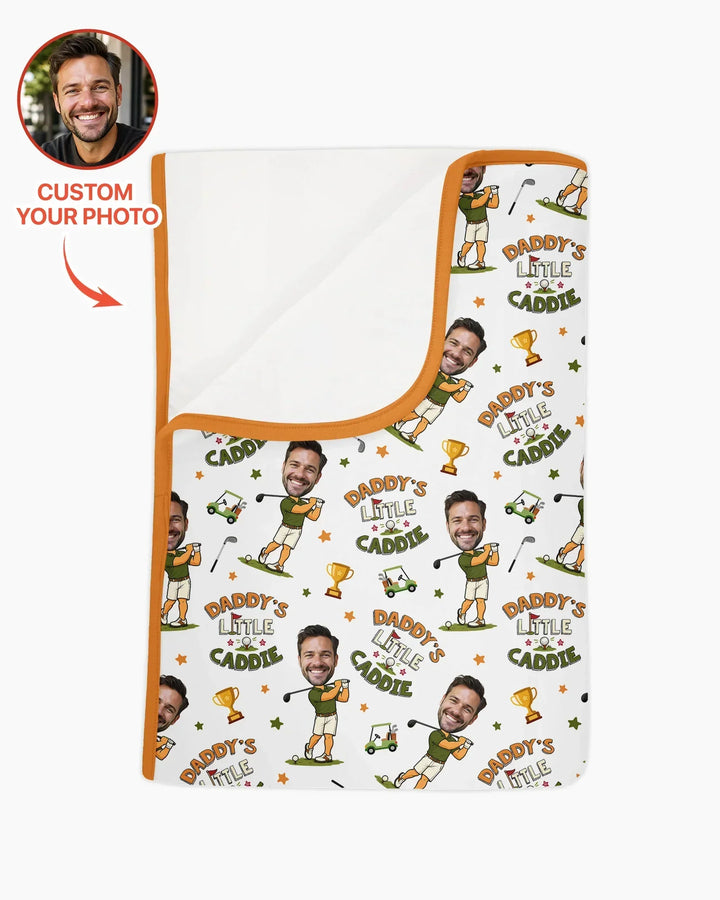 Custom Photo Daddy's Little Caddie Daddy & Me Matching Bamboo Blanket