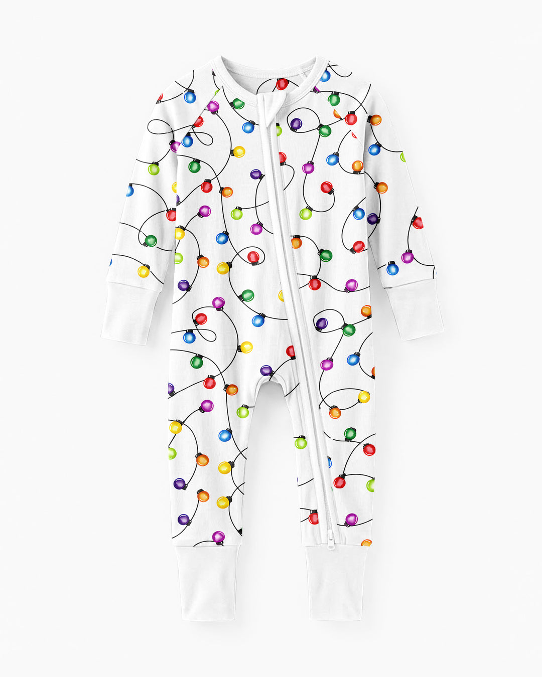 Babys erster Weihnachtslichter-Schlafanzug – Bunt &amp; Gemütlich