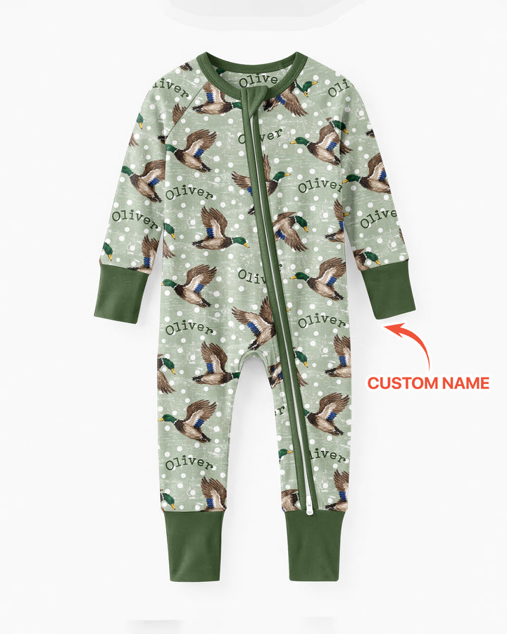 Custom Name Flying Mallard Duck Bamboo Convertible Zippy