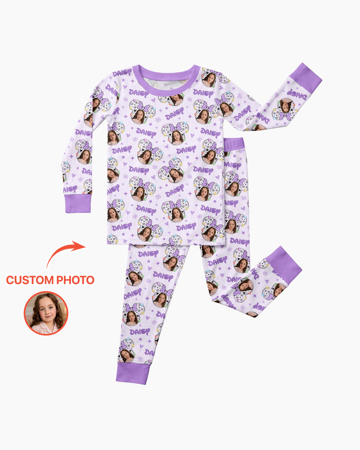 Custom Photo Little Princess Bamboo Two Piece Long Sleeve Pajama Set