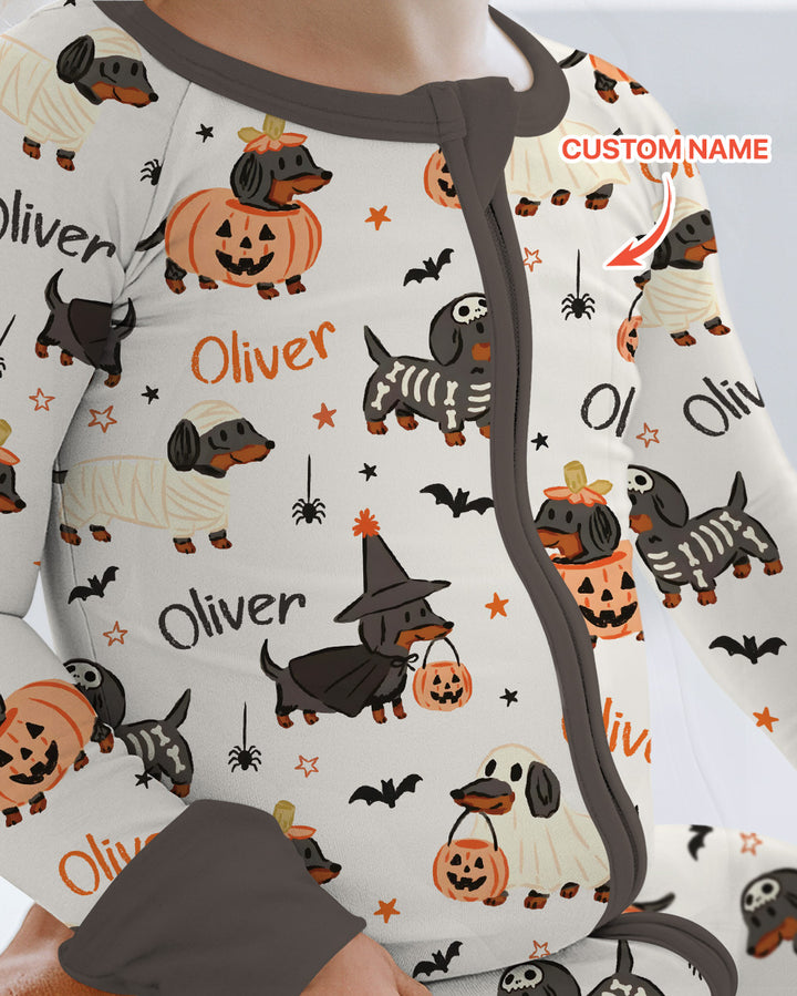 Orange and Black Dachshund Bamboo Convertible Zippy