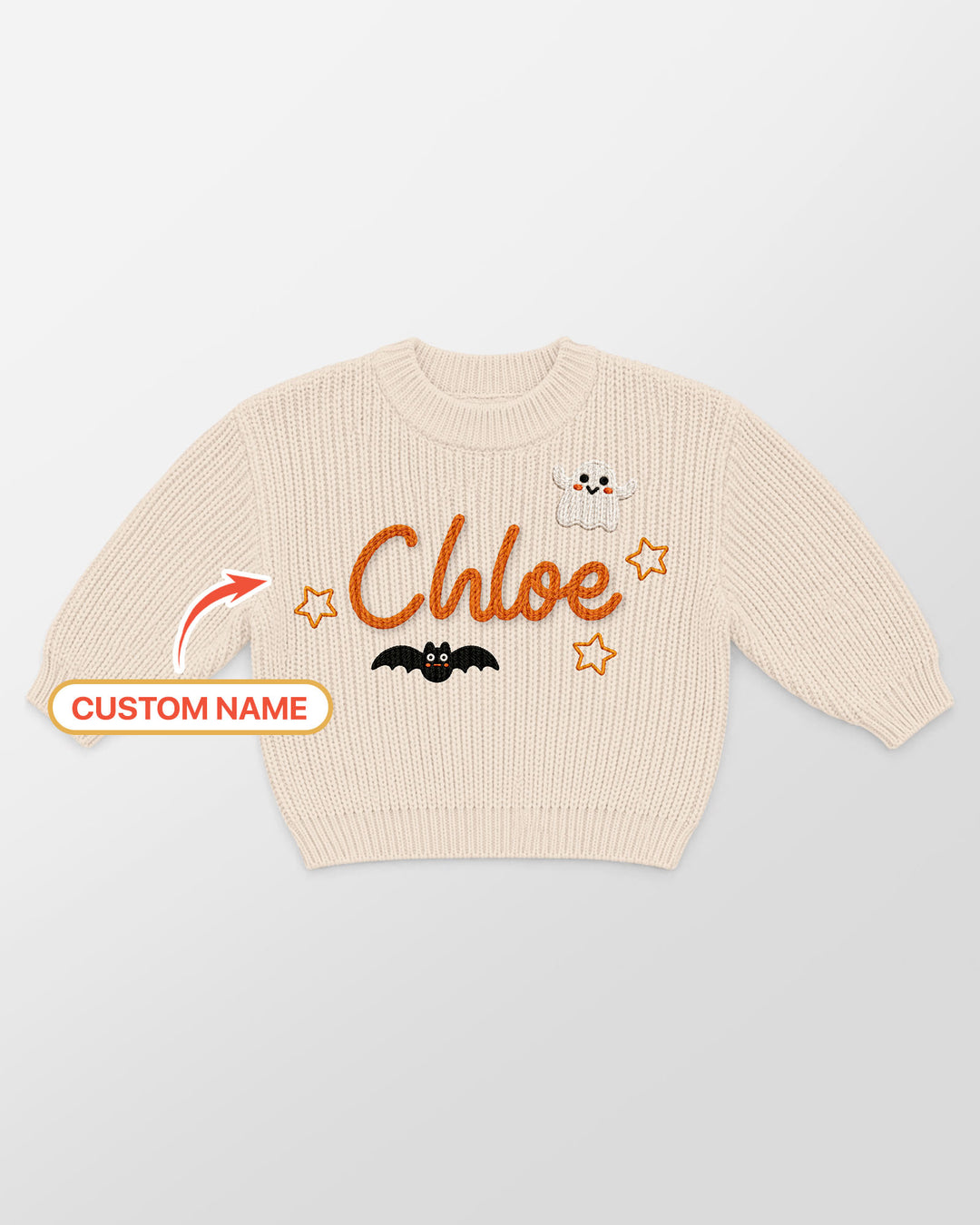 Happy Halloween Embroidered Baby Name Bamboo Knit Sweater Bubble