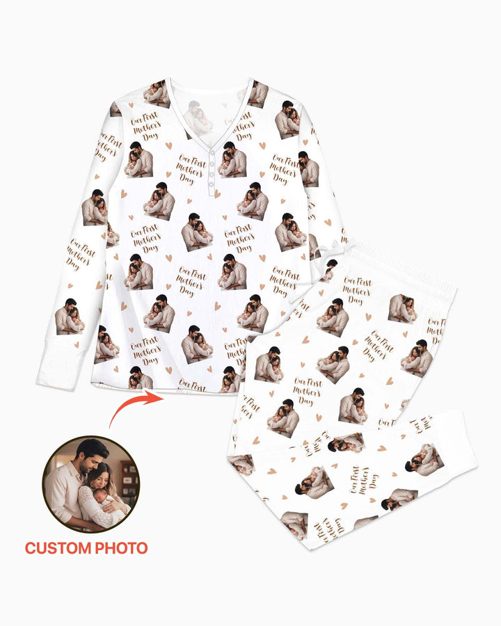 Custom Photo Our First as Parents Bamboo Women Pajama Set