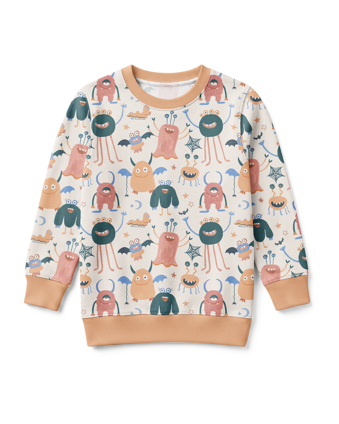 Monsters Fun Pastels Hand Painted Cute Bamboo Crewneck Sweatshirt