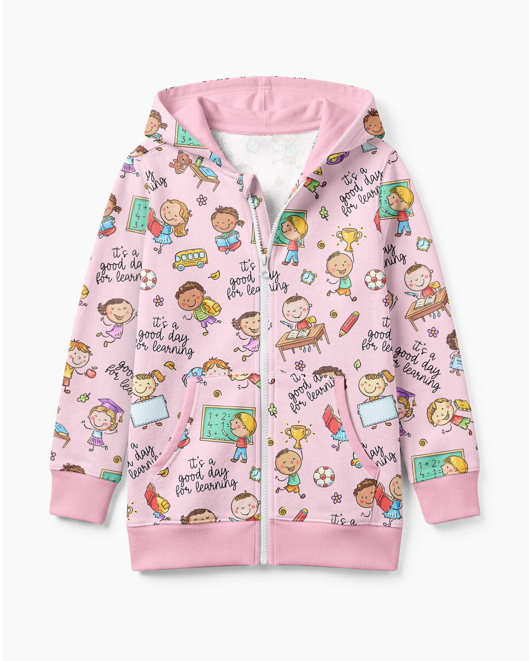 Kapuzenpullover aus Bambus mit hebräischem Alphabet und Reißverschluss