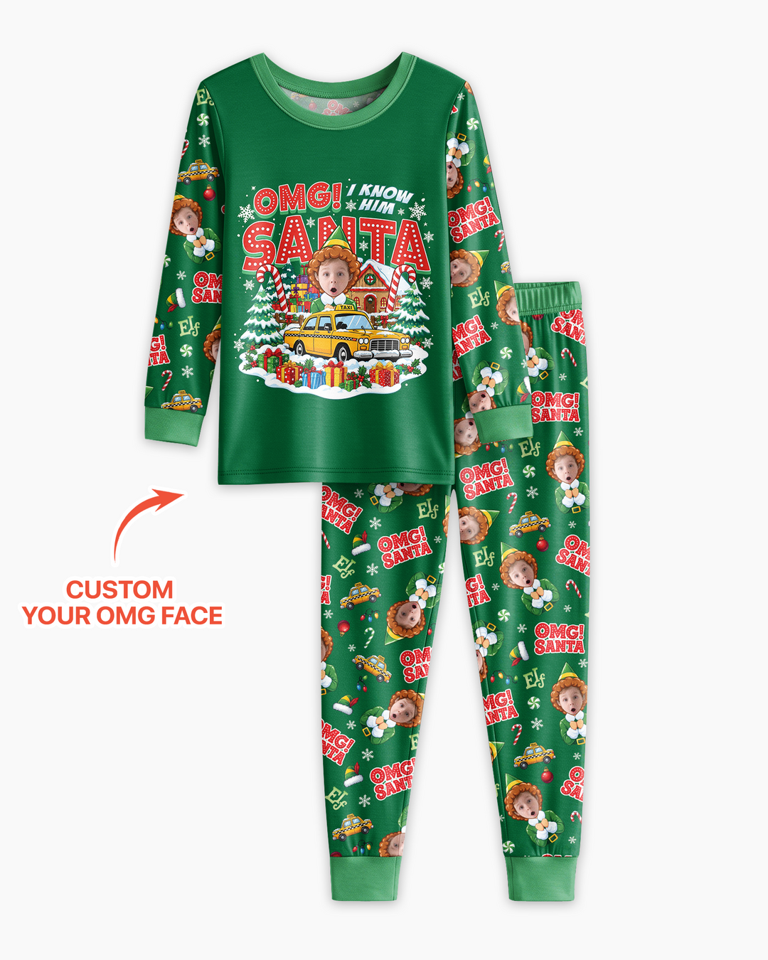 Custom Image OMG Santa Bamboo Two Piece Long Sleeve Pajama Set