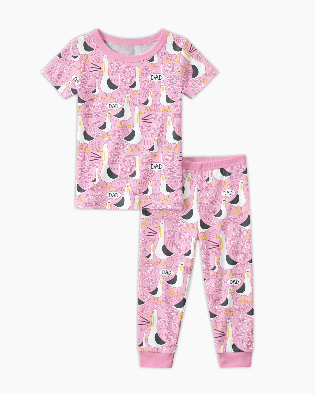 Conjunto de Pijama de Manga Corta de Bambú de Dos Piezas con Gaviota Divertida para PAPÁ