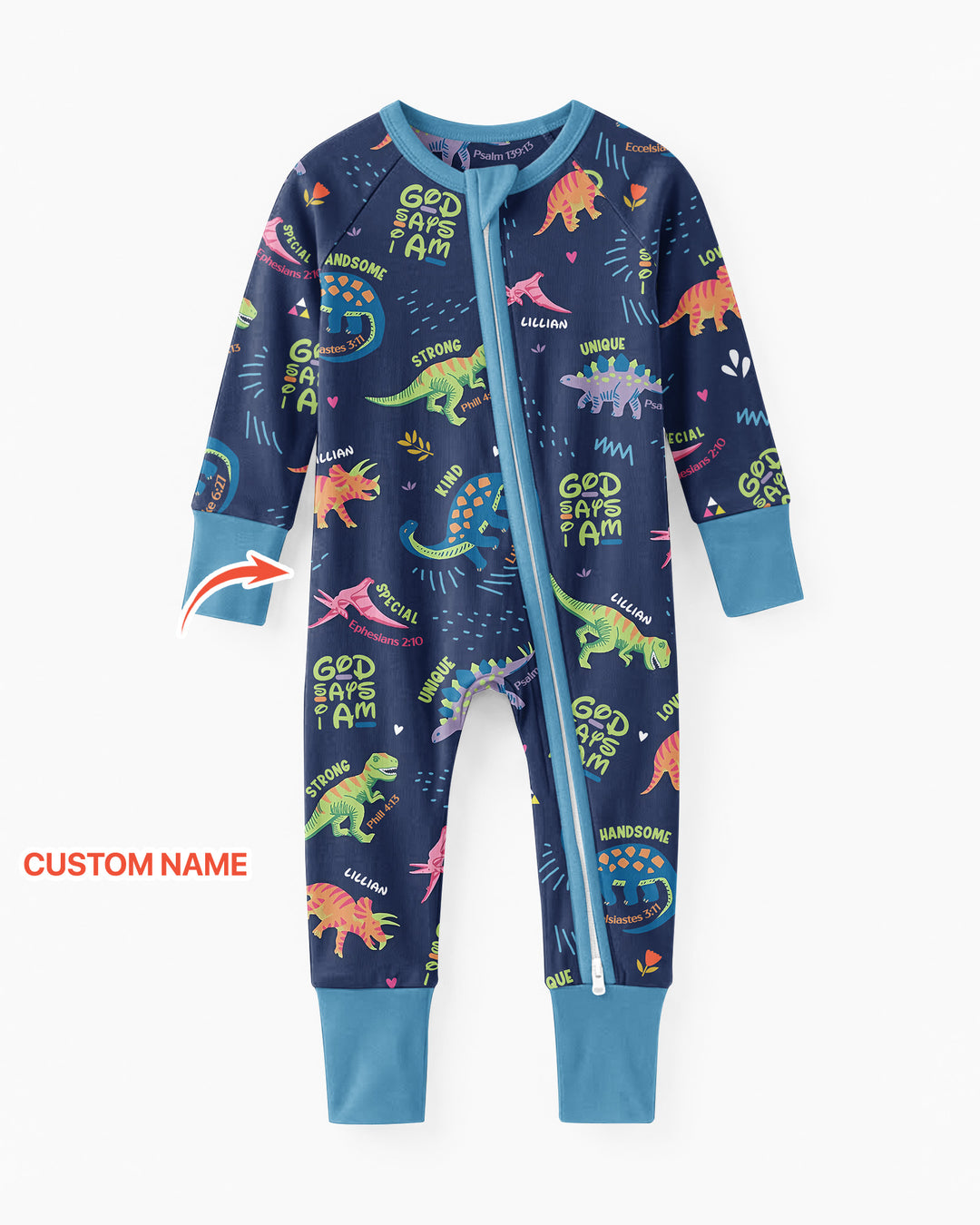 Custom Name God says I am Dinosaur Bamboo Convertible Zippy