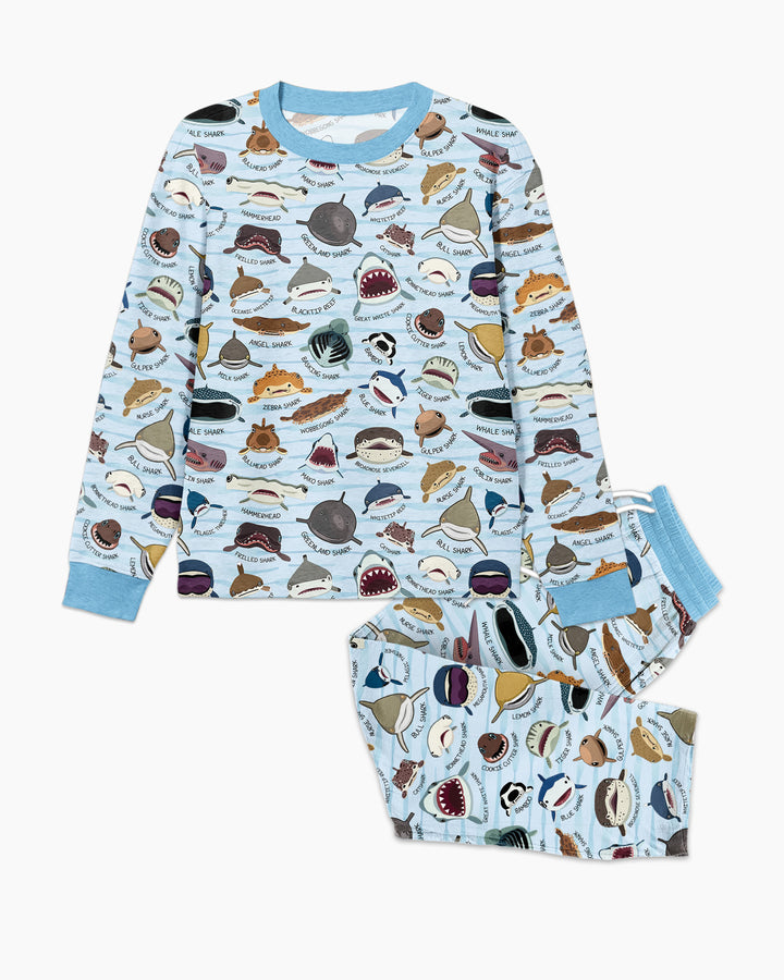 Shark Faces Bamboo Men's Pajama Set