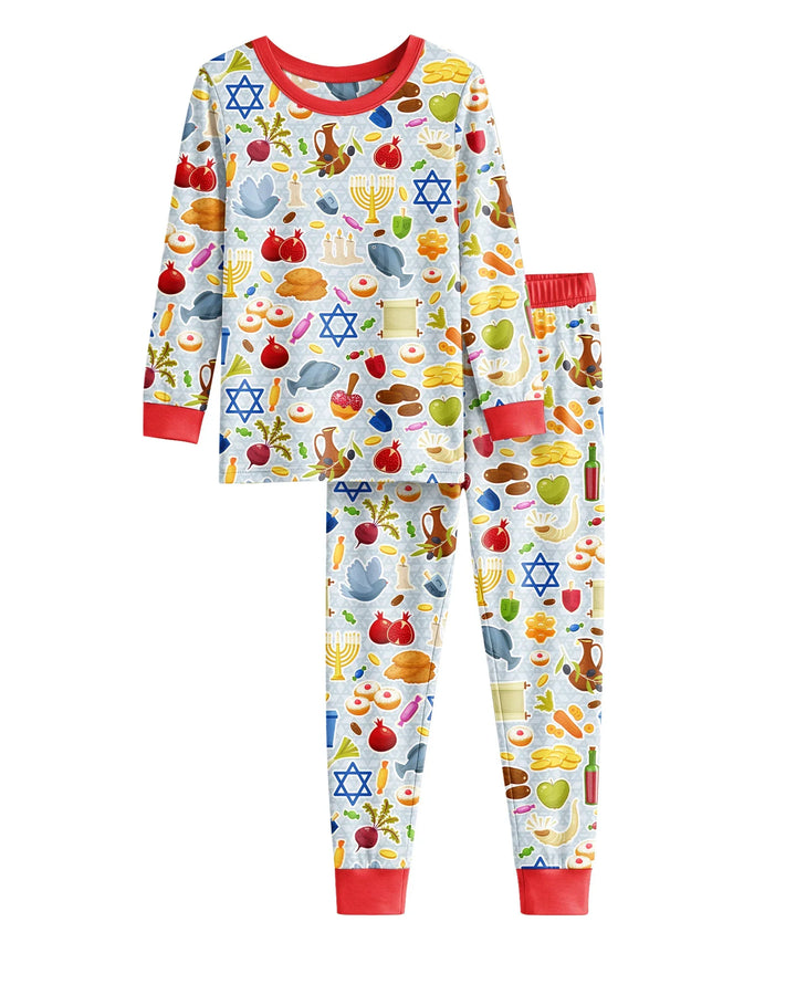 Zweiteiliges Langarm-Pyjama-Set mit Sommerfrüchten