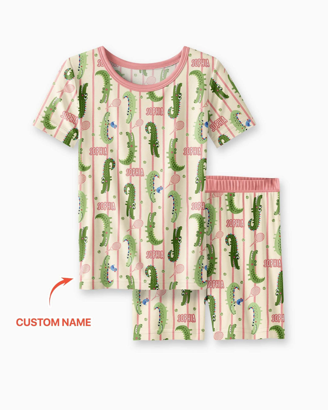 Pijama de bambú de dos piezas de manga corta con pantalón corto, plantilla personalizada