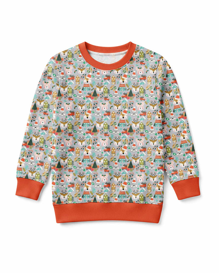 Christmas Woodland Deer Fox Bear Bamboo Crewneck Sweatshirt