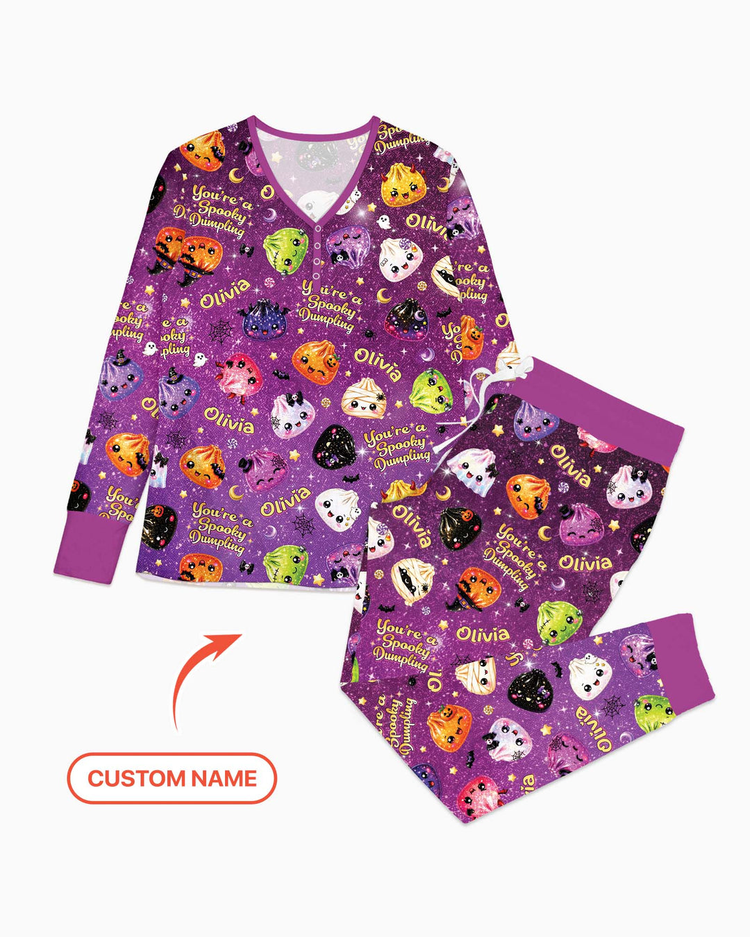 Custom Name You're A Spooky Dumpling Bamboo Women Pajama Set