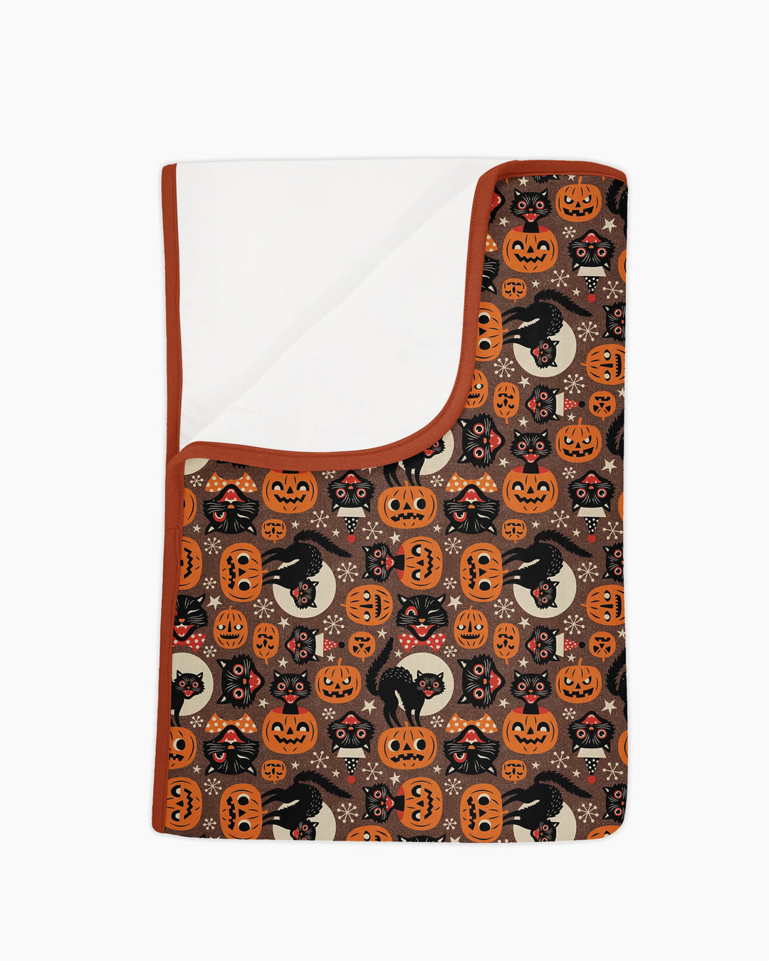 Vintage Halloween Black Cat Pumpkin Bamboo Blanket