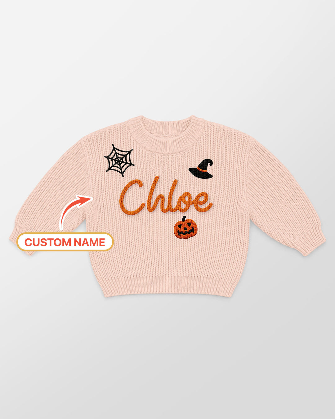 Happy Halloween Embroidered Baby Name Bamboo Knit Sweater Bubble