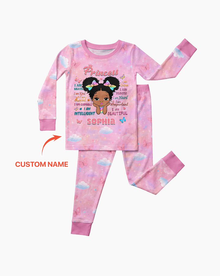 Black Princess I Am BeautifulBamboo Two Piece Long Sleeve Pajama Set